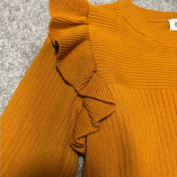 Rust Ruffle-Shoulder Ribbed Sweater Top – Women’s - Picture 4 of 4